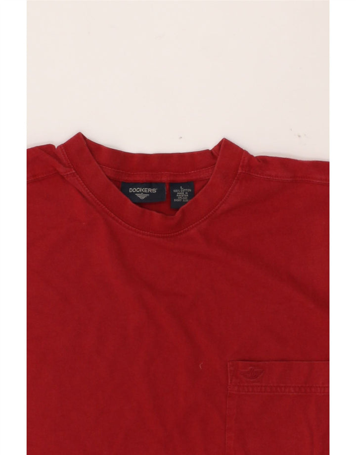 DOCKERS Mens T-Shirt Top Large Red Cotton Vintage Dockers and Second-Hand Dockers from Messina Hembry 