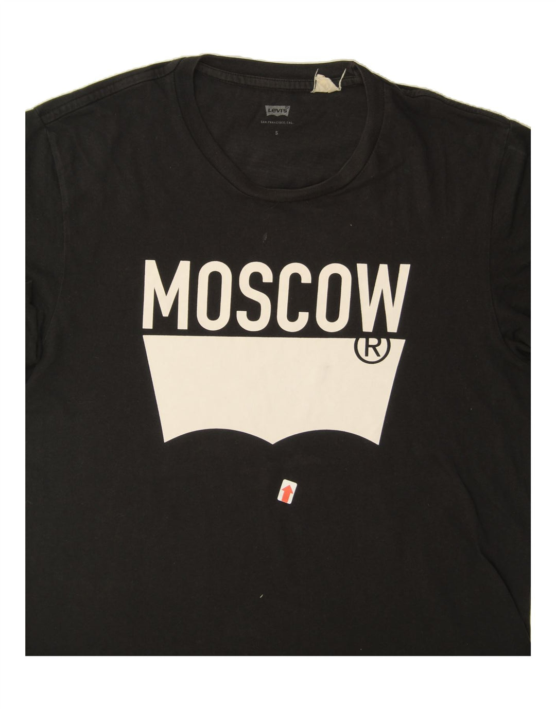 LEVI'S Mens Moscow Graphic T-Shirt Top Small Black Cotton Vintage Levi's and Second-Hand Levi's from Messina Hembry 