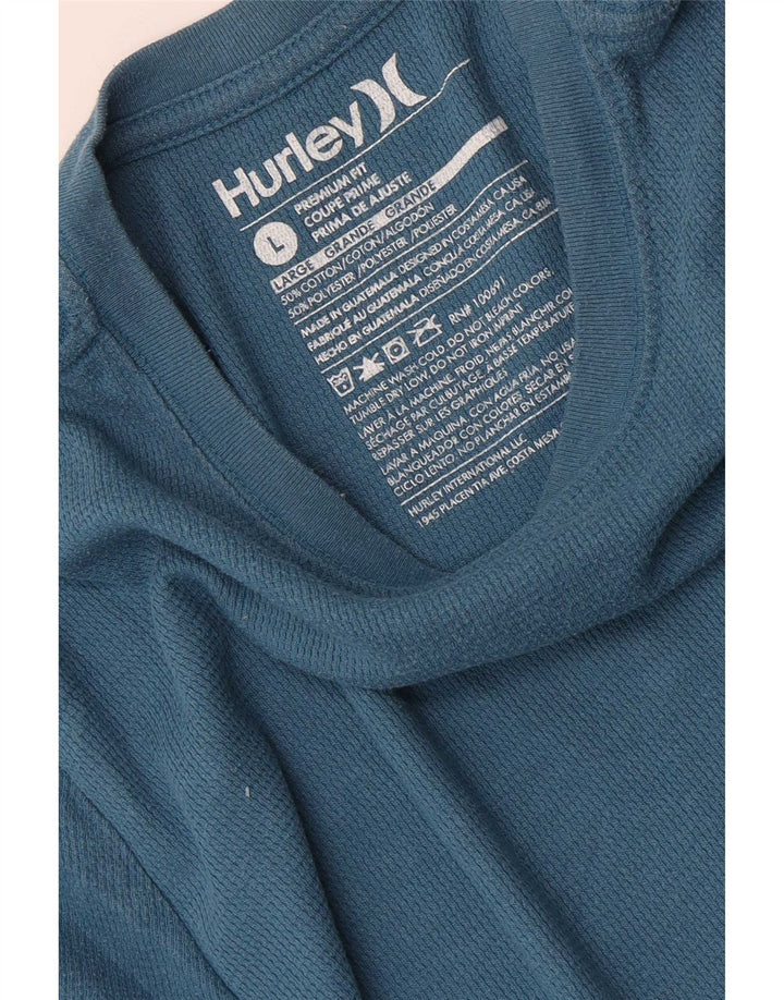 Męski top Hurley Premium Fit z długim rękawem, duży, niebieski, bawełniany