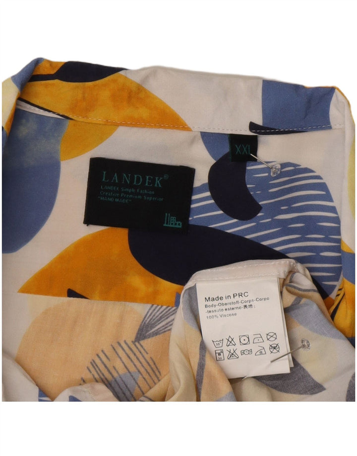 Koszula męska z krótkim rękawem w stylu vintage 2XL wielokolorowa wiskoza w kwiaty