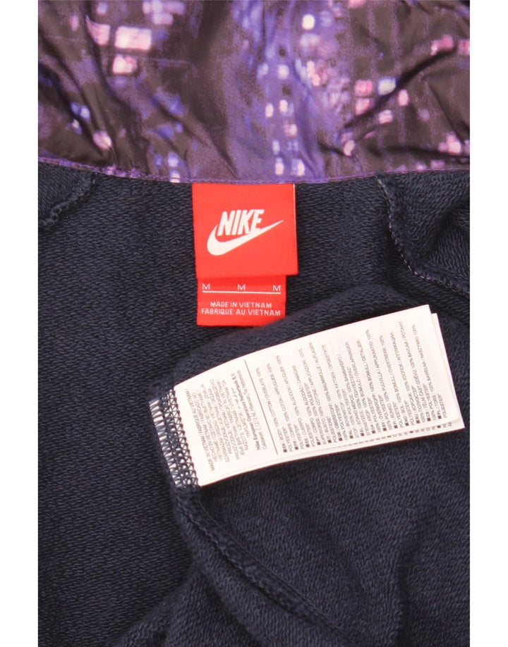 Męski sweter z kapturem i zamkiem błyskawicznym Nike Średni fioletowy, geometryczny, bawełniany