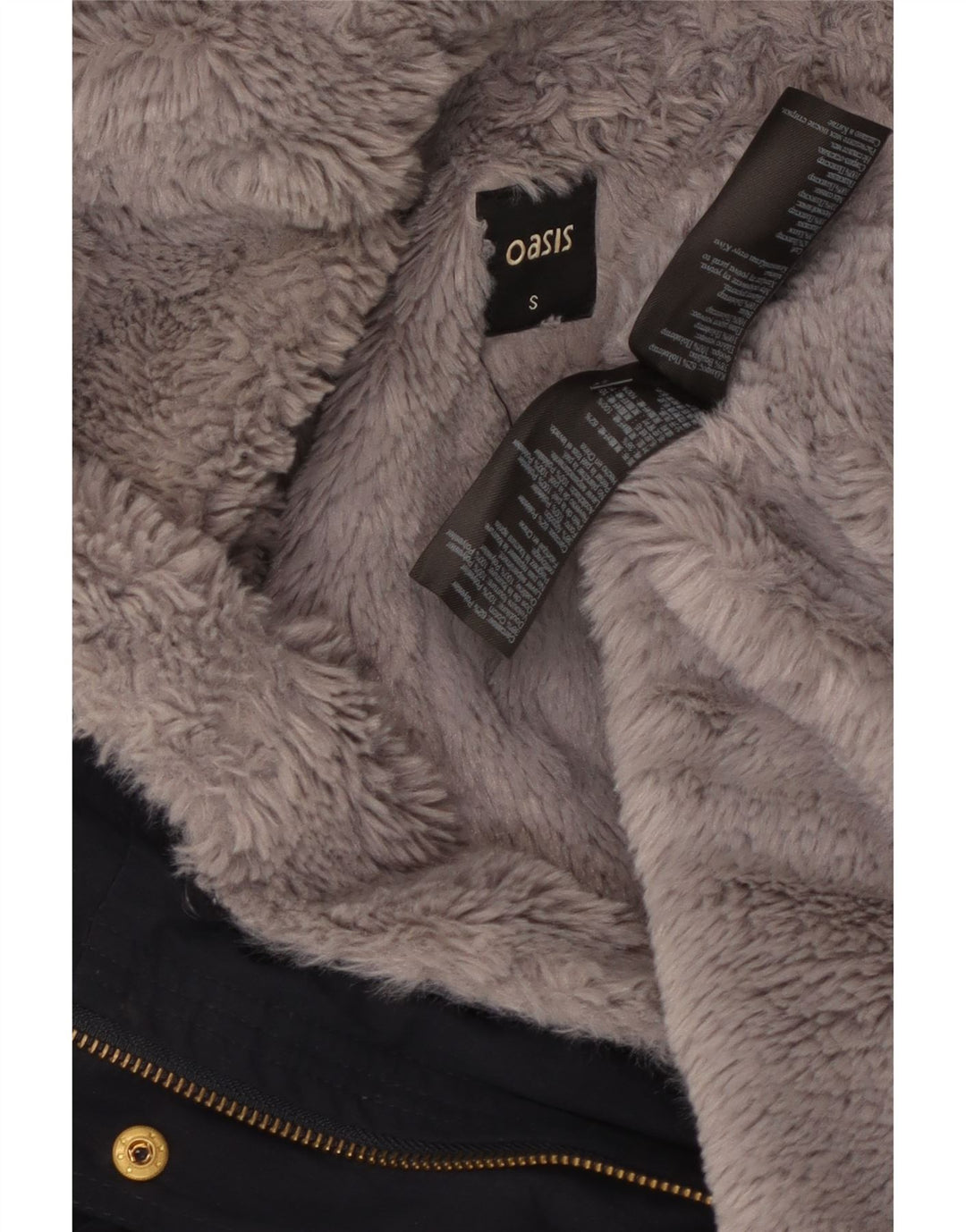 Damska kurtka Sherpa Parka z kapturem Oasis UK 10, mała, granatowa, poliestrowa