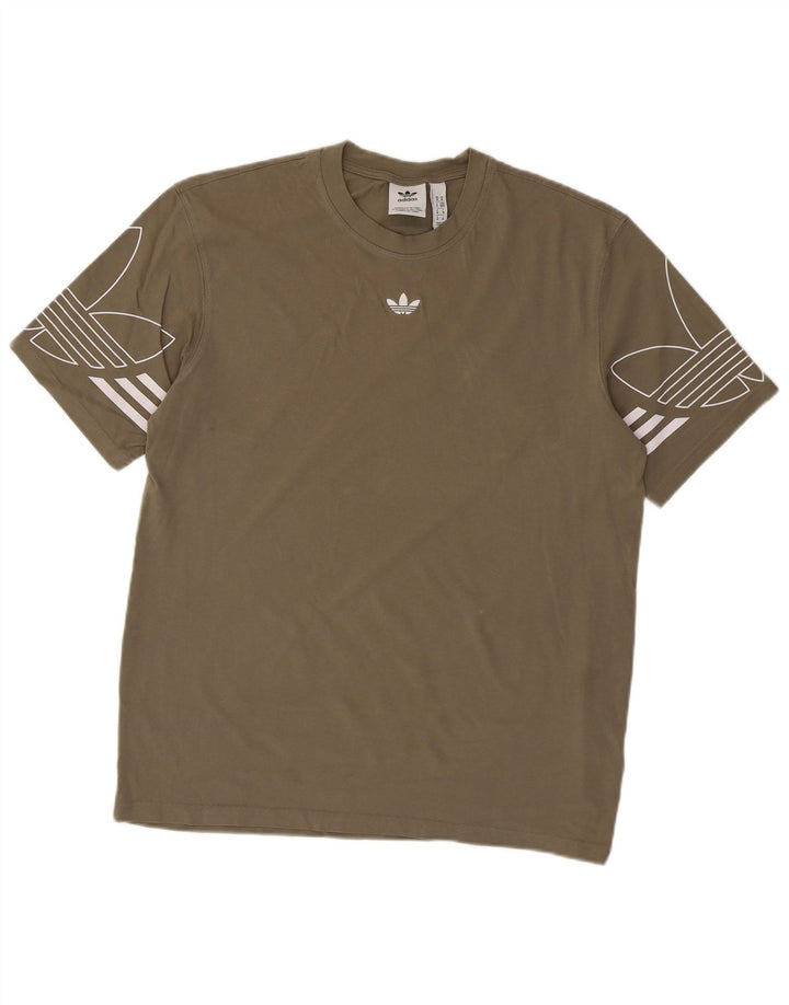 Męska koszulka z grafiką Adidas, średnia, bawełniana khaki