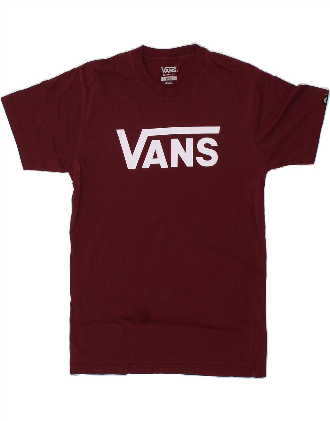 VANS Mens Classic Fit Graphic T-Shirt Top Small Maroon Vintage Vans and Second-Hand Vans from Messina Hembry 
