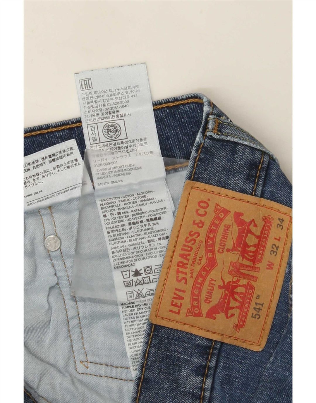 Męskie jeansy Levi's 541 Athletic Straight W32 L34 Niebieskie bawełniane