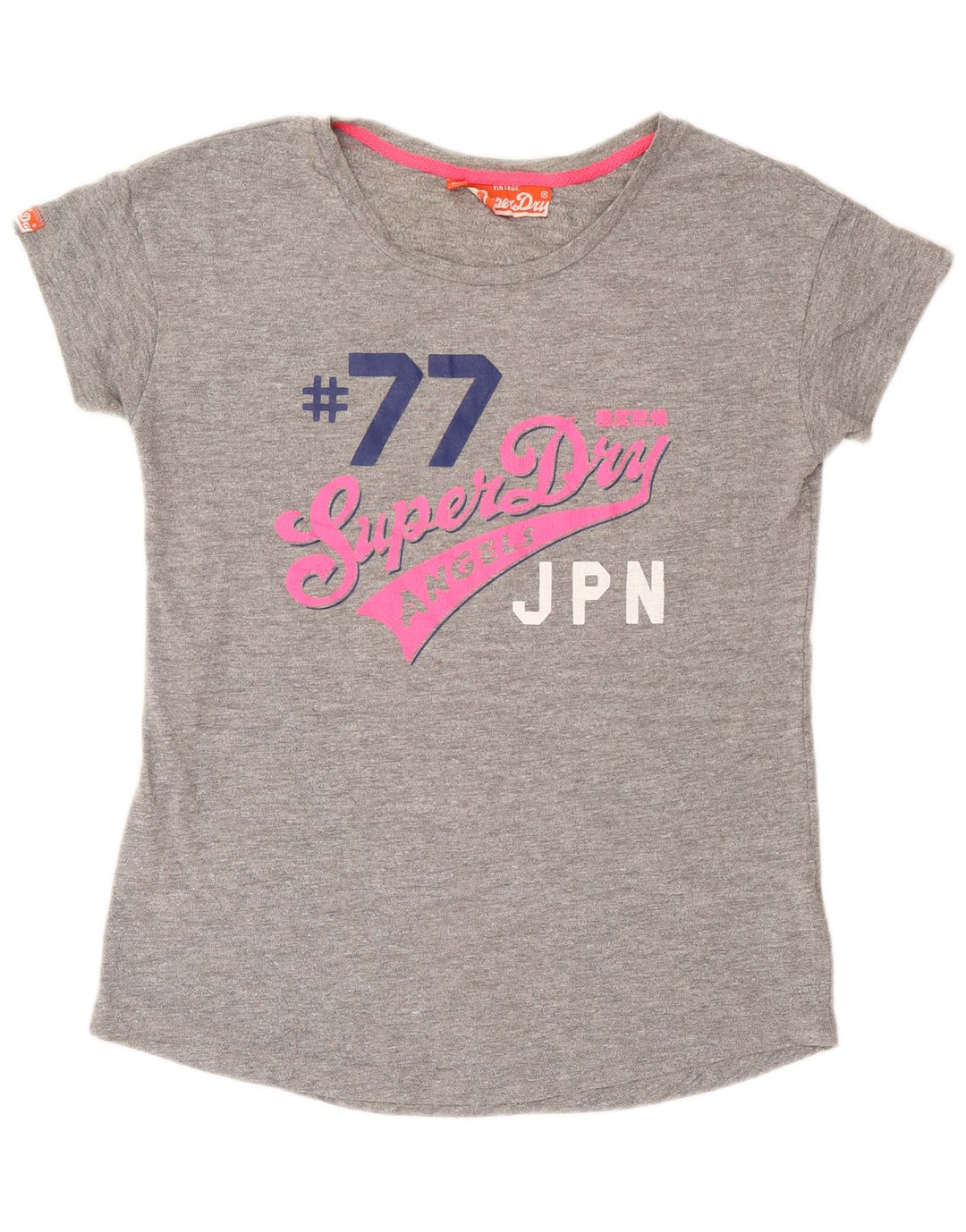 Damski T-shirt z grafiką Superdry Top UK 14, duży, szary, bawełniany