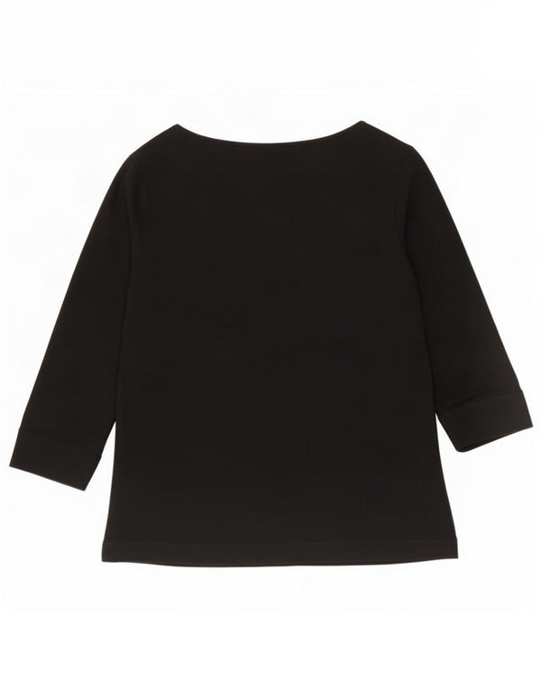 Marks & Spencer Damski top z rękawem 3/4 UK 16, duży, czarny, wiskoza
