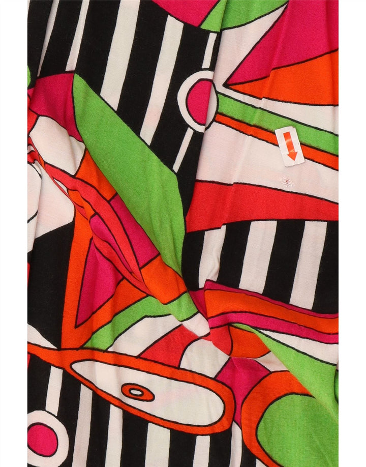 Damska bluzka koszulowa VINTAGE w abstrakcyjny wzór UK 14 Średnia wielobarwna