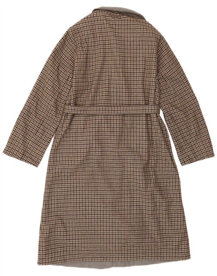 Dwustronny płaszcz damski w stylu vintage IT 46 w małą szarą kratkę