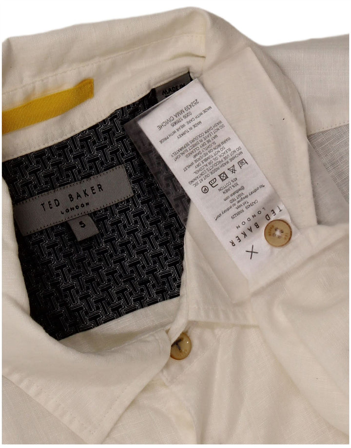 Koszula męska z krótkim rękawem TED BAKER, rozmiar 5 XL, biała, lniana