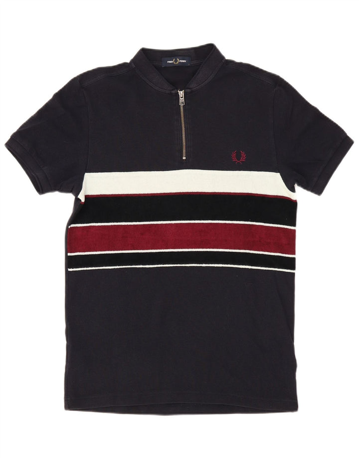Męska koszulka polo Fred Perry, mała, granatowa, bawełniana w bloki kolorów