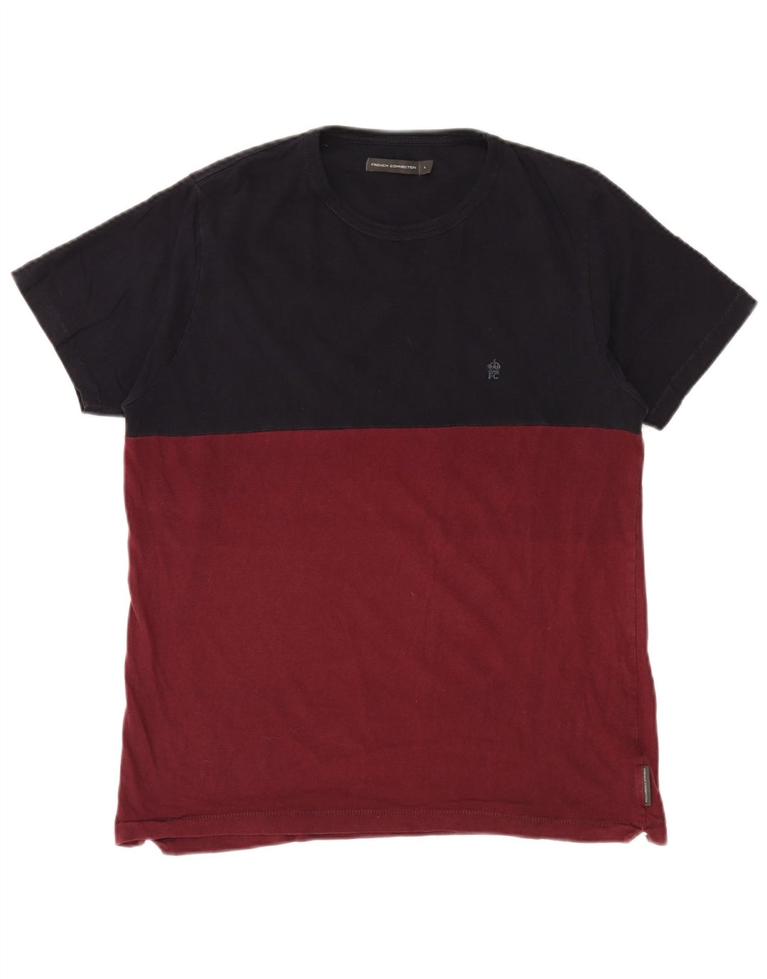 T-shirt męski FRENCH CONNECTION, duży, bordowy blok kolorów