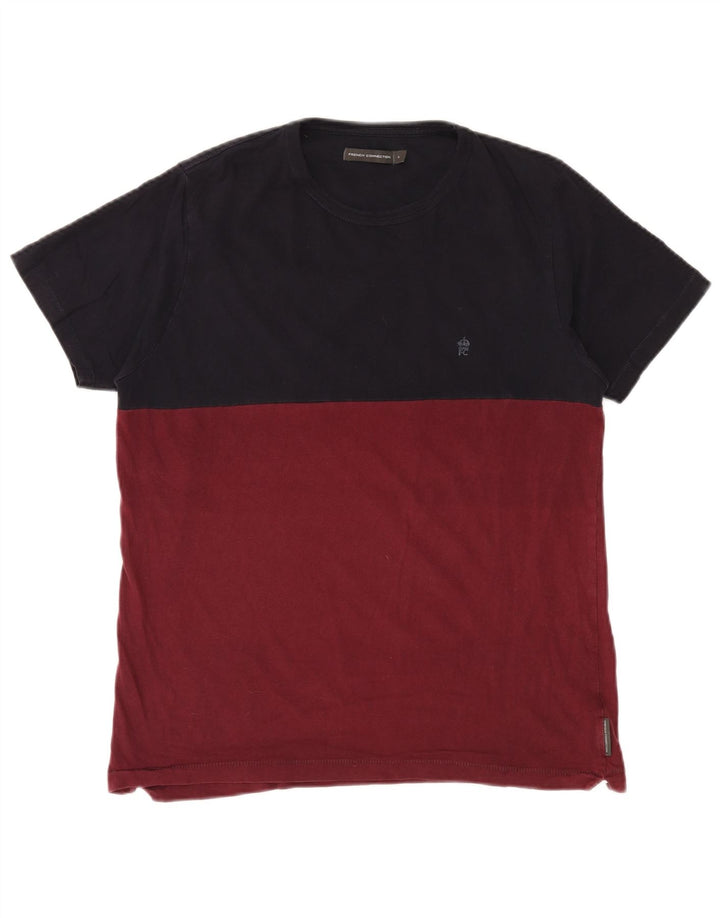 T-shirt męski FRENCH CONNECTION, duży, bordowy blok kolorów