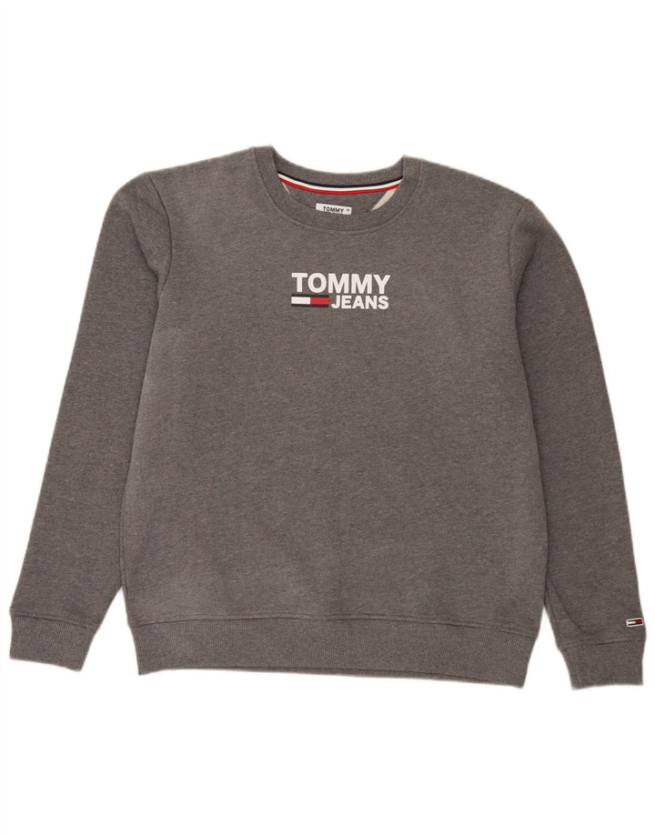 Męska bluza z grafiką Tommy Hilfiger, duża, szara, bawełniana