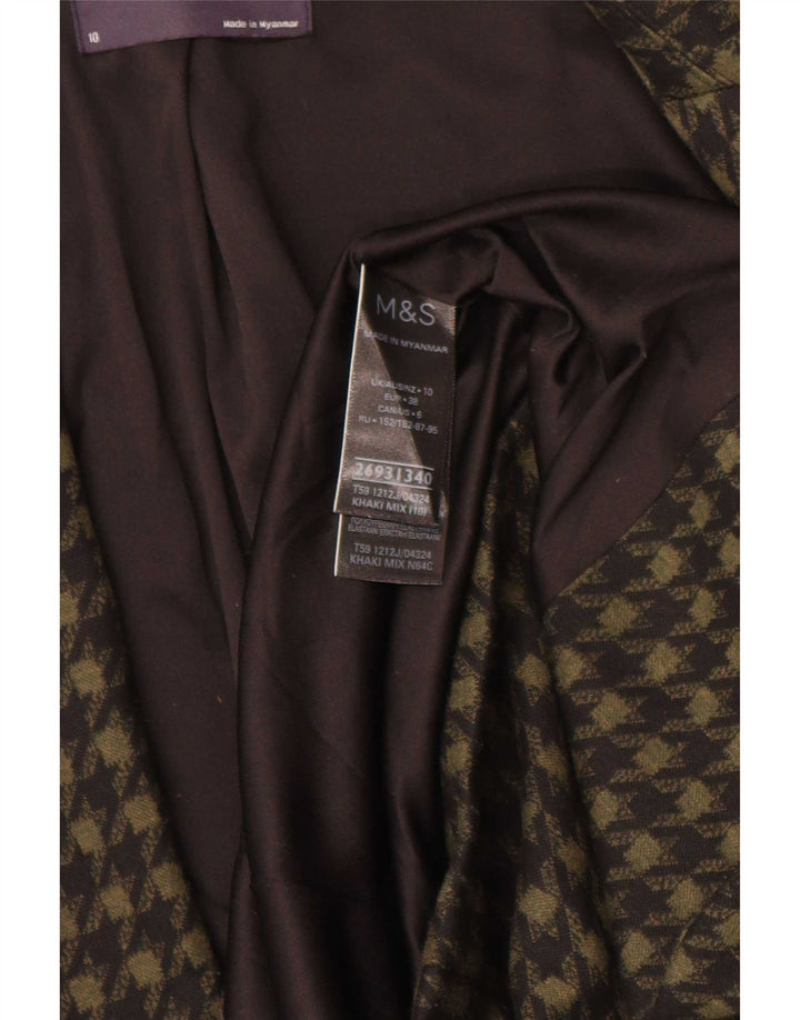 Marks & Spencer Damska otwarta marynarka UK 10, mała, khaki, pepitka