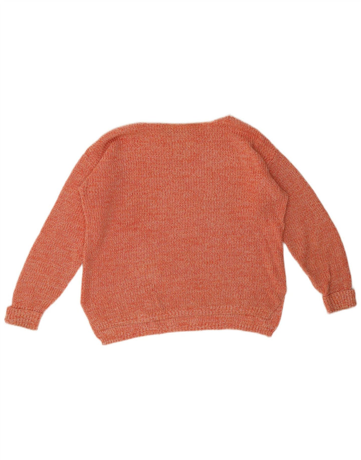 Marks & Spencer Damski sweter z dekoltem w łódkę, UK 14, średni, pomarańczowy, nakrapiany