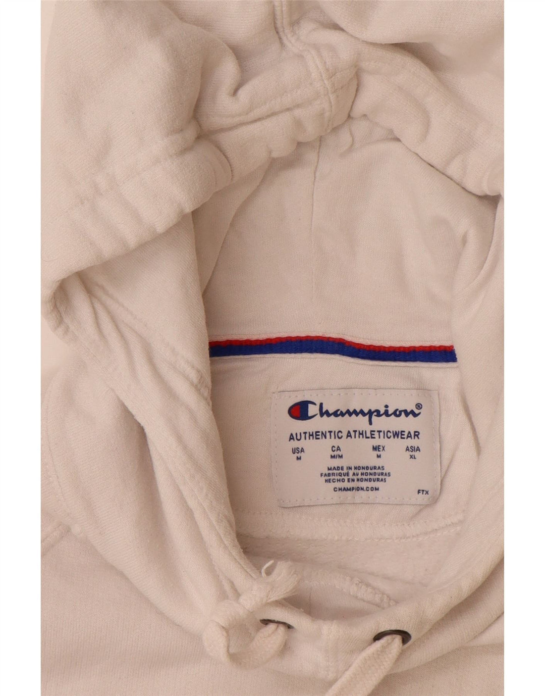CHAMPION Womens Graphic Hoodie Jumper UK 14 Medium White Polyester