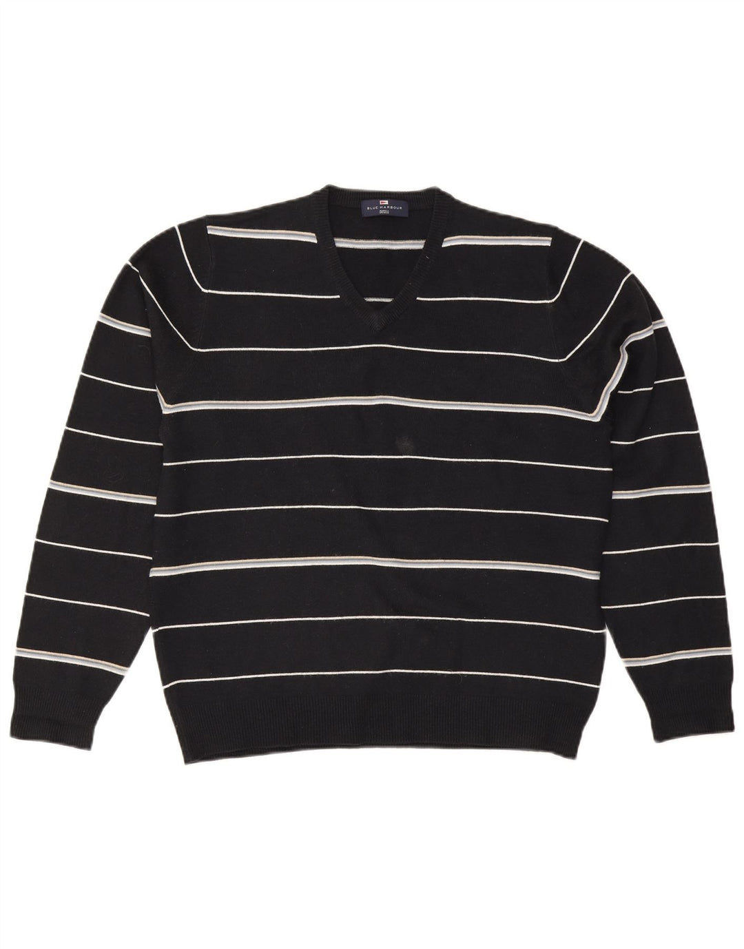 Męski sweter Marks & Spencer Blue Harbor z dekoltem w kształcie litery V, średni granatowy