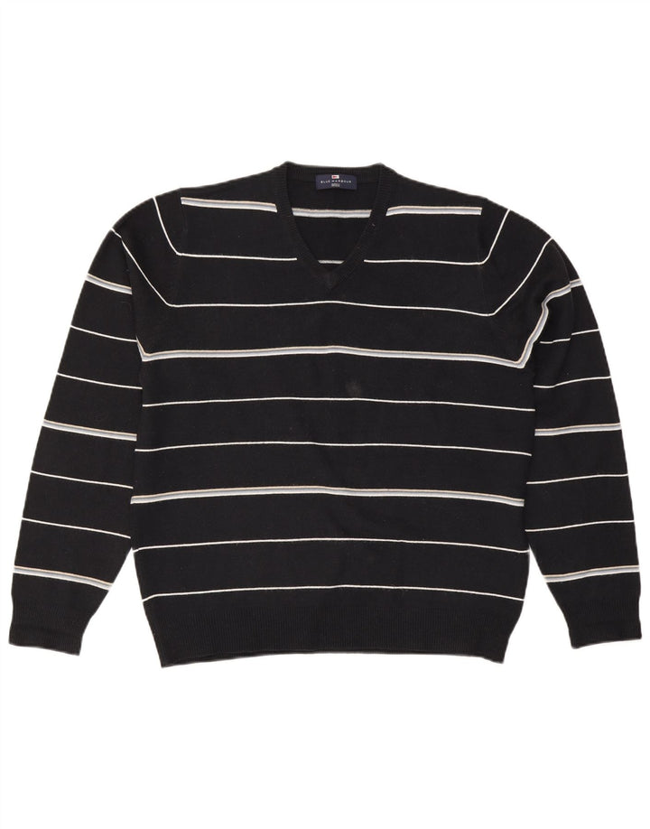 Męski sweter Marks & Spencer Blue Harbor z dekoltem w kształcie litery V, średni granatowy