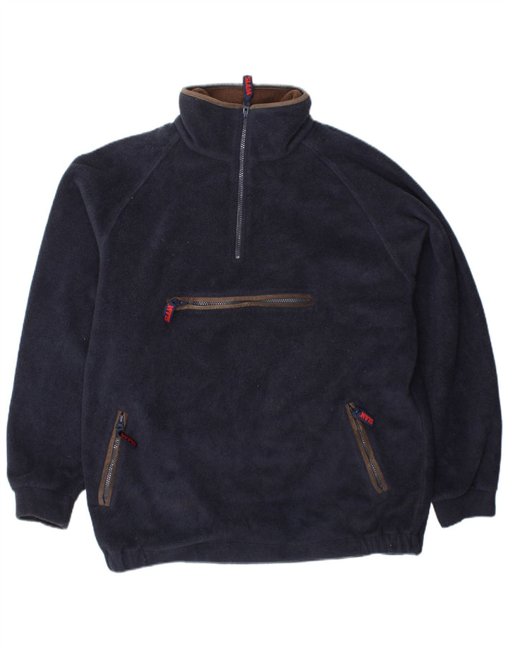 Męski sweter polarowy SLAM z zamkiem błyskawicznym, mały granatowy poliester