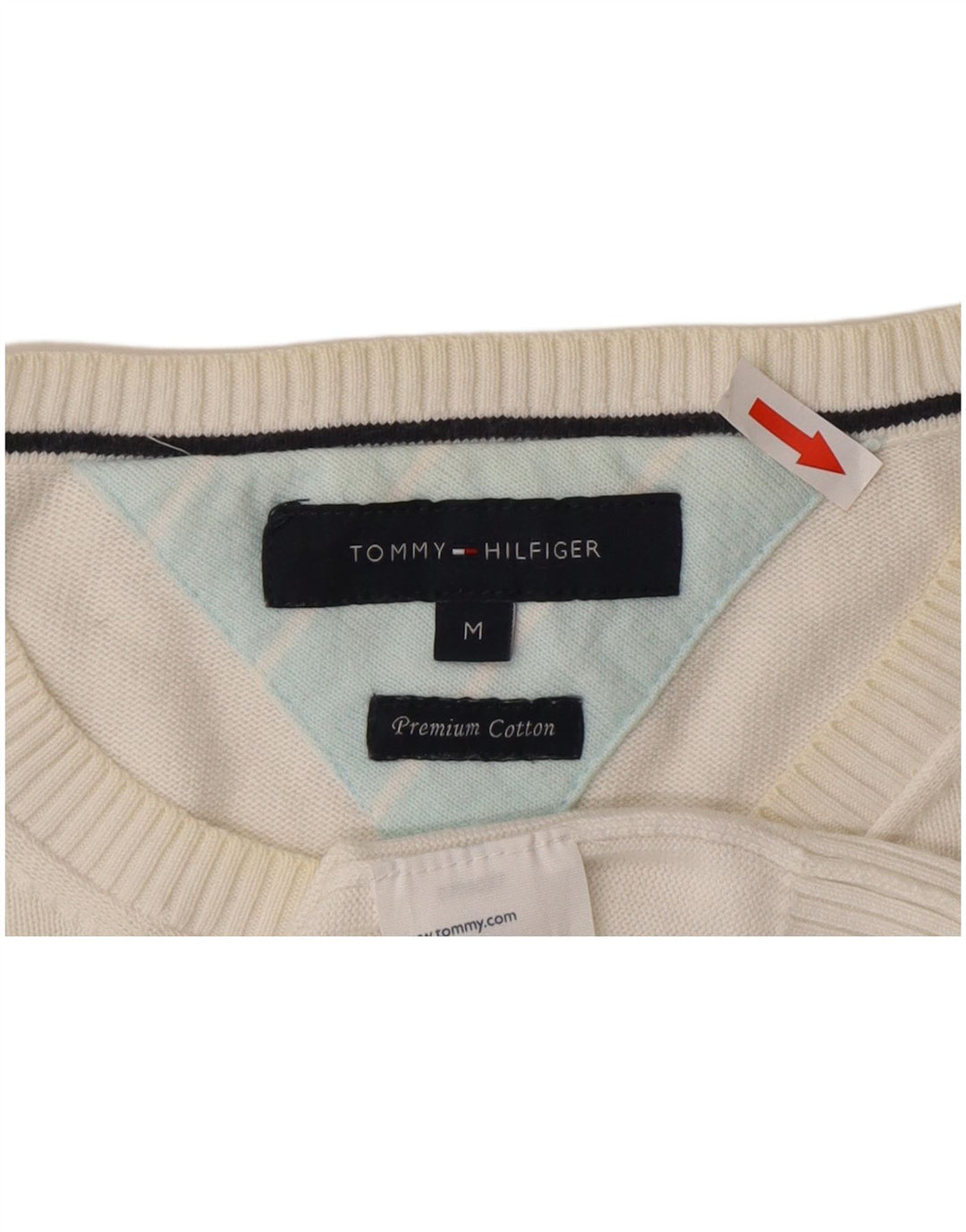 Męski sweter z okrągłym dekoltem Tommy Hilfiger, średniej wielkości biała bawełna