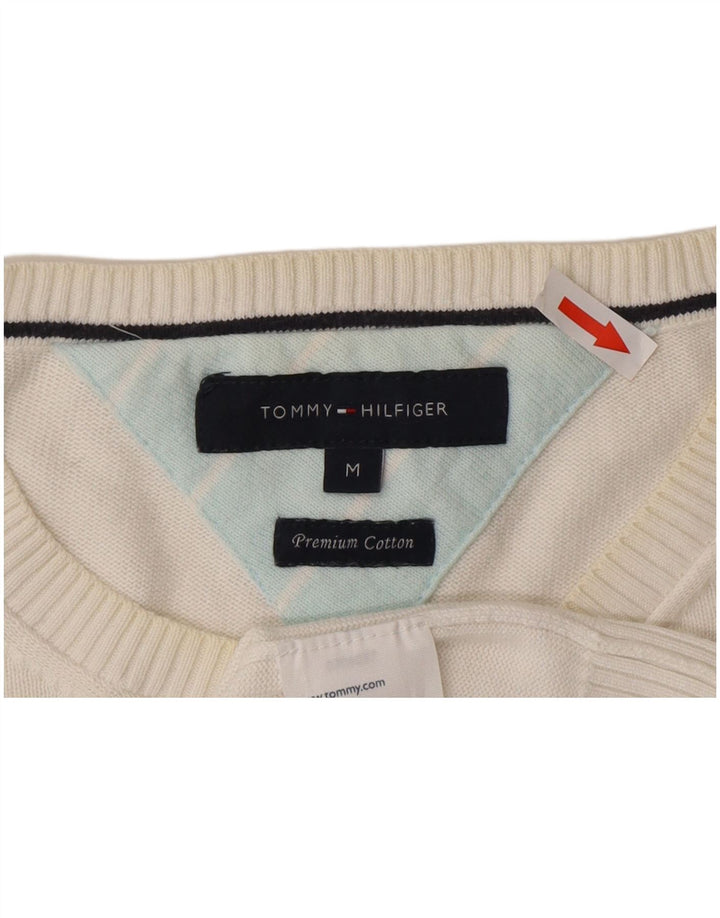 Męski sweter z okrągłym dekoltem Tommy Hilfiger, średniej wielkości biała bawełna