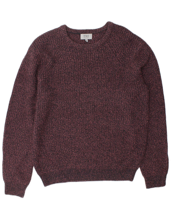 Marks & Spencer Męski sweter z okrągłym dekoltem XL, bordowy, akrylowy