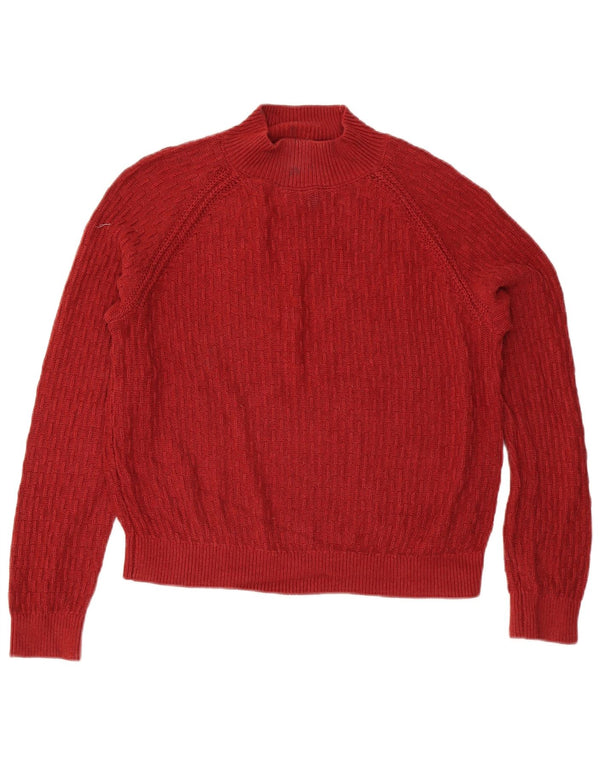 Sweter damski Fat Face o luźnym kroju z golfem UK 12, średni czerwony