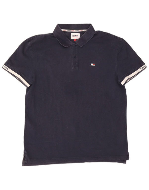 Męska koszulka polo Tommy Hilfiger, duża, granatowa, bawełniana w bloki kolorów
