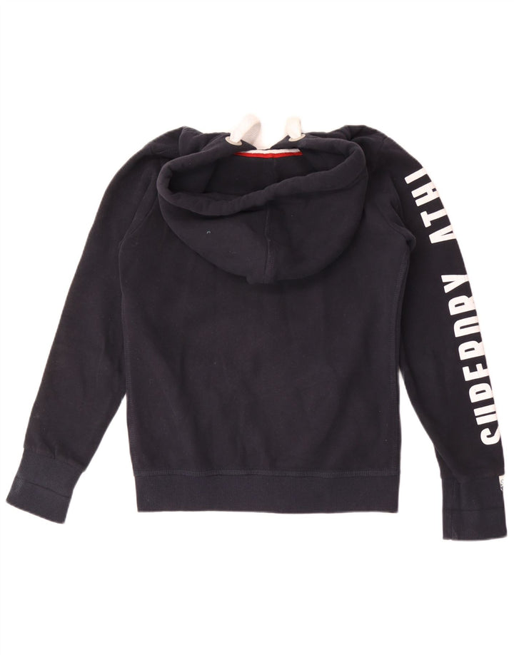 Męski sweter z kapturem Superdry z grafiką i zamkiem, średni granatowy, bawełniany