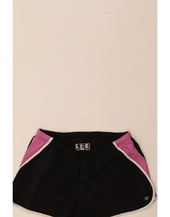 NEW BALANCE Womens Sport Shorts UK 14 Medium  Black Colourblock Polyester Vintage New Balance and Second-Hand New Balance from Messina Hembry 