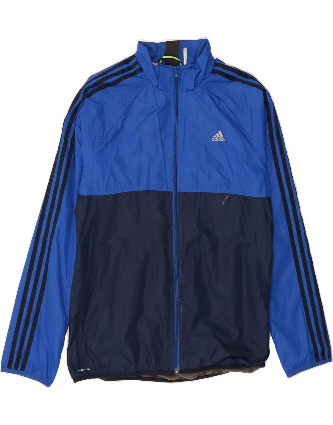 ADIDAS Mens Climawarm Rain Jacket UK 38 Medium Blue Colourblock Polyester Vintage Adidas and Second-Hand Adidas from Messina Hembry 