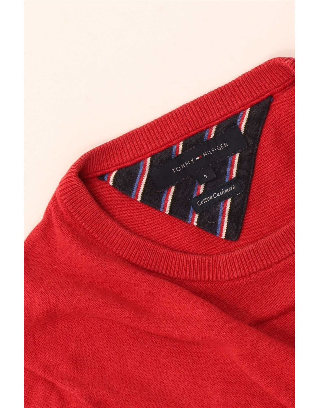 Męski sweter z okrągłym dekoltem Tommy Hilfiger, mały, czerwony, bawełniany