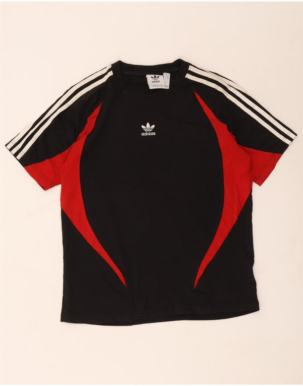 Adidas Męska koszulka Top, mała, czarna, bawełniana z blokami kolorów