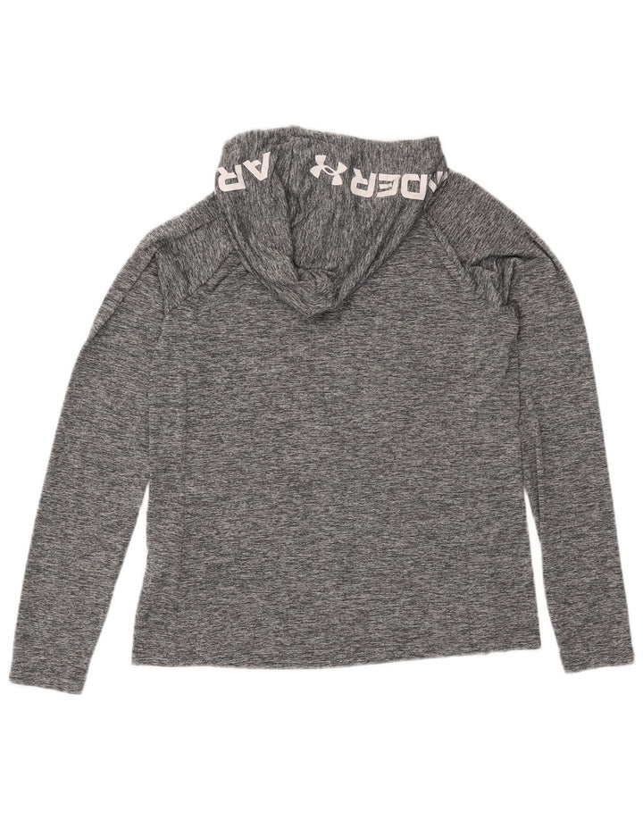 Męski top z kapturem i grafiką Under Armour, z długim rękawem, w kolorze średnioszarym, nakrapiany