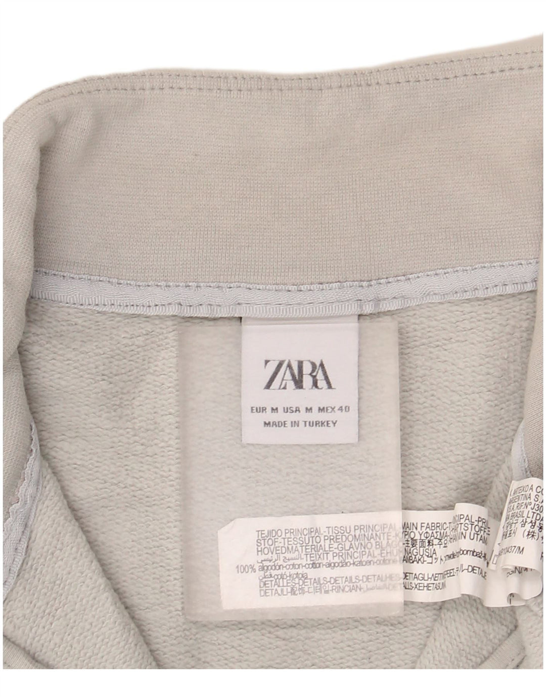 Damski sweter oversize z zamkiem błyskawicznym Zara UK 14, średnioszary, bawełniany