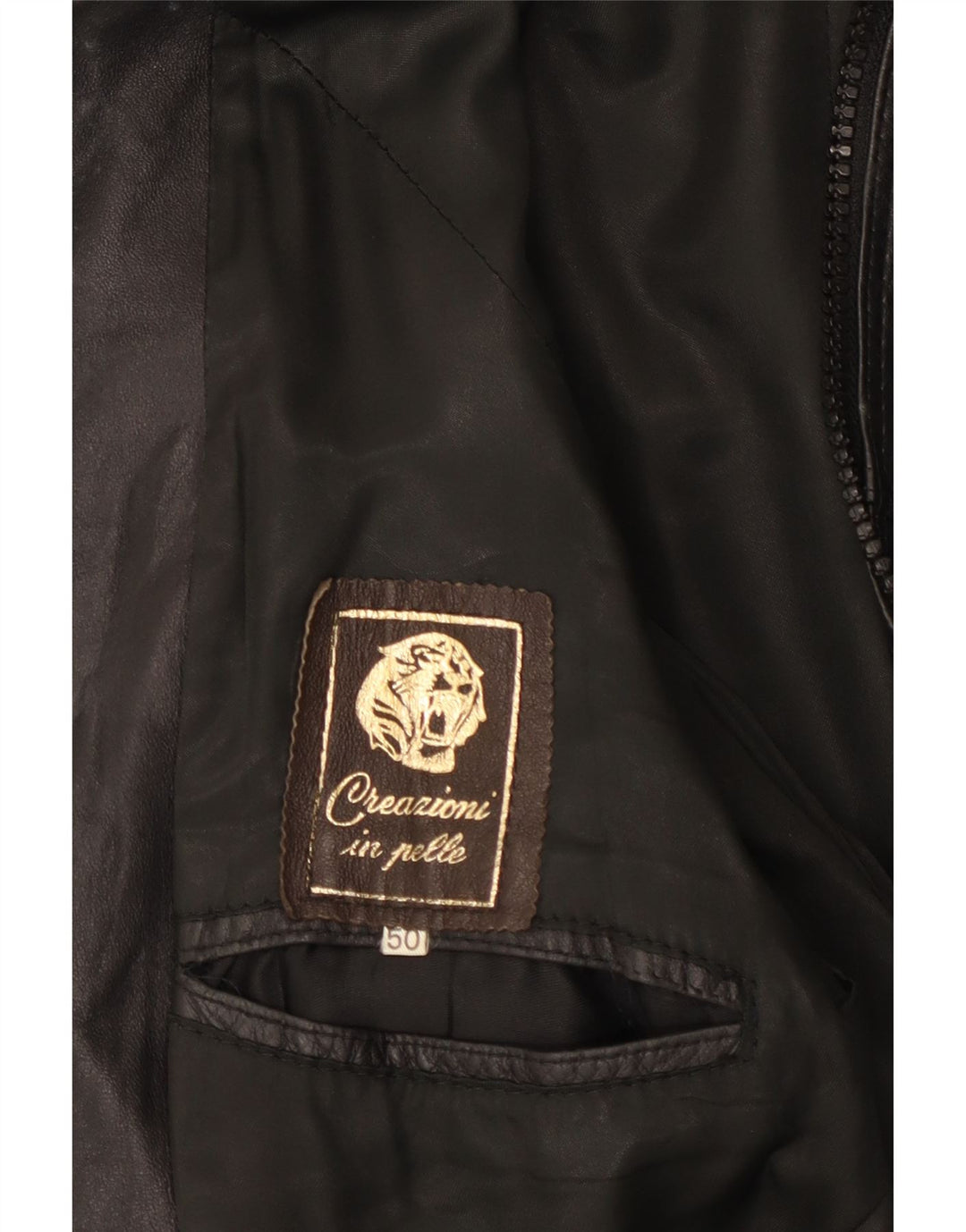 Damska kurtka skórzana typu bomber w stylu vintage IT 50 XL, czarna skóra