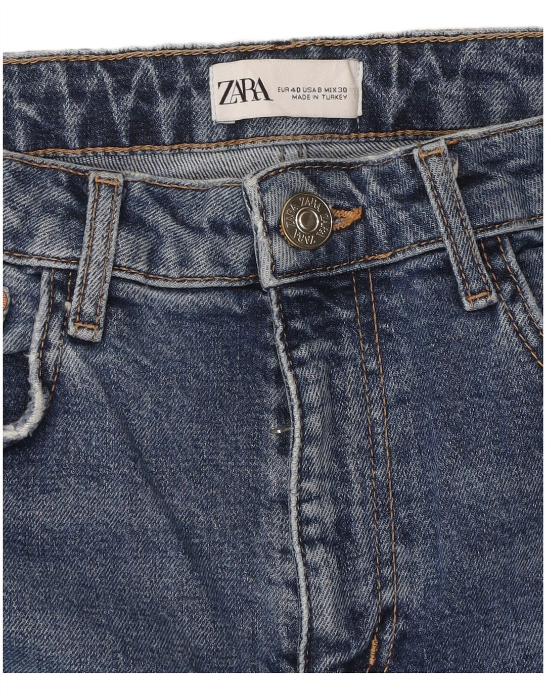 Damskie jeansy ZARA w trudnej sytuacji, EU 40 Medium W30 L26 Niebieskie