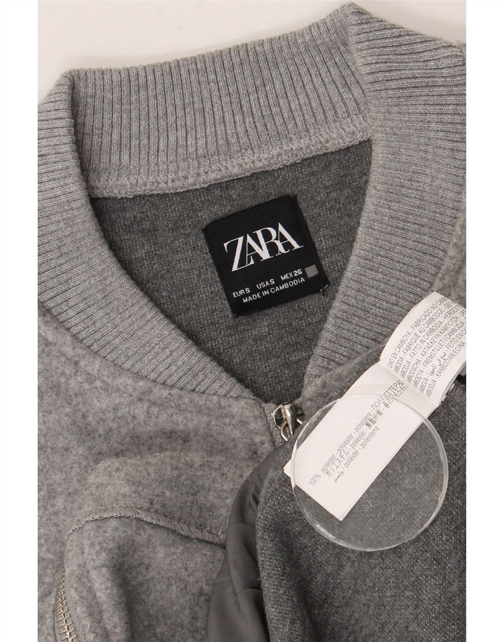 Damska kurtka bomberka Zara Oversize UK 10, mała, szara, z poliestru