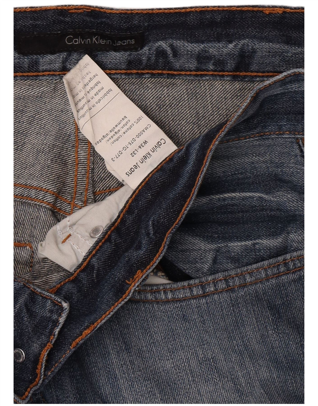 Męskie proste dżinsy Calvin Klein W36 L32 Niebieskie bawełniane