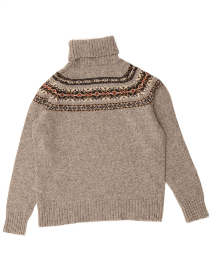 Sweter damski Zara z wywijanym dekoltem UK 14 Średni szary Fair Isle