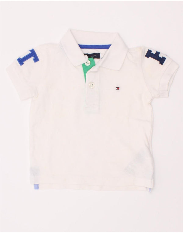 Chłopięca koszulka polo Tommy Hilfiger z grafiką na 6-9 miesięcy, biała, bawełniana