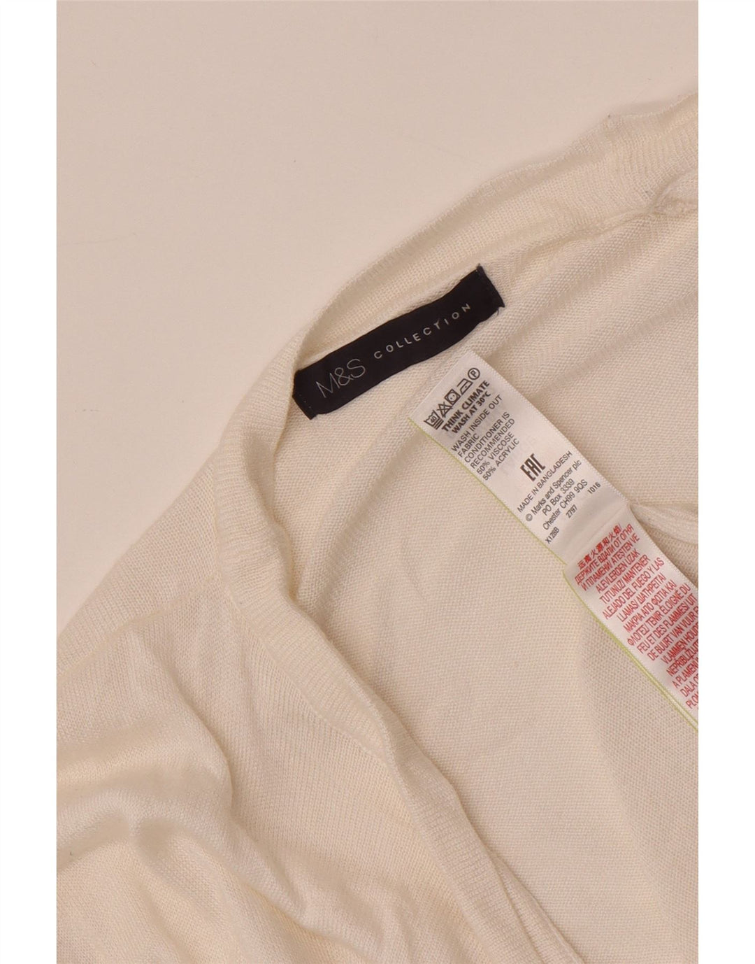 Marks & Spencer Damski sweter rozpinany UK 14, duży, biały, wiskoza