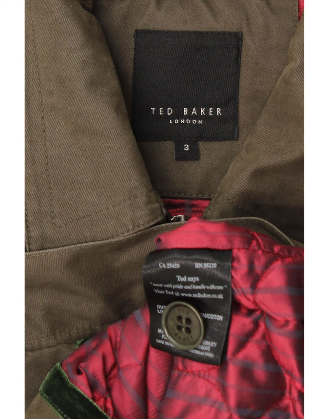 Męska kurtka bomberka Ted Baker, rozmiar 3, średnia, bawełniana khaki
