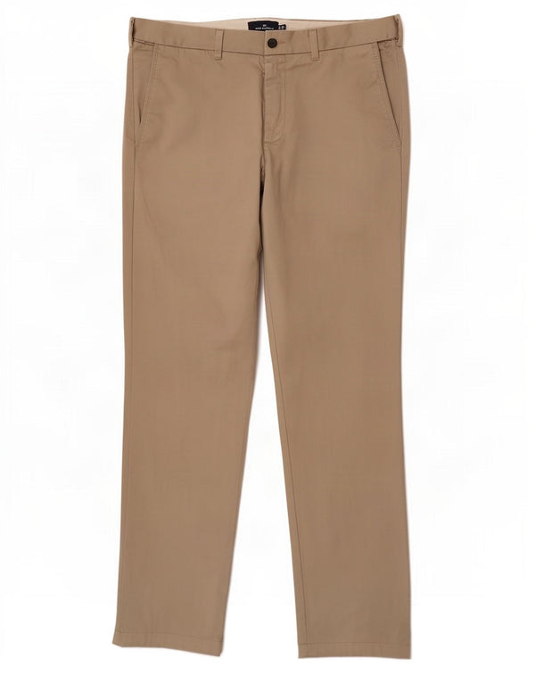 Marks & Spencer Męskie proste spodnie chino W36 L33 Beżowa bawełna