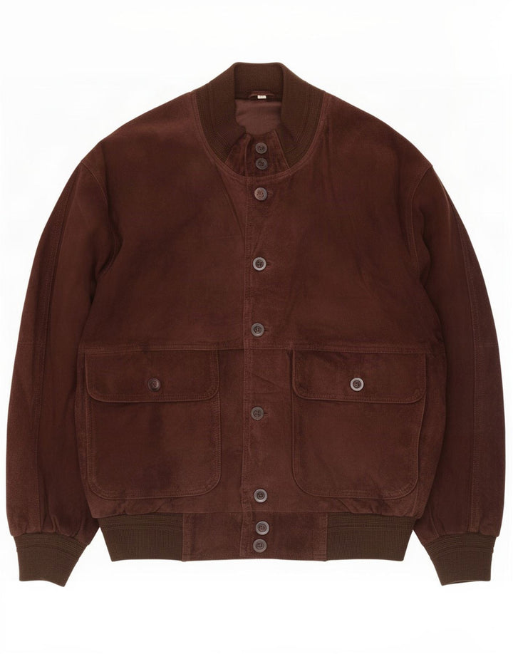 Vintage męska zamszowa kurtka bomber IT 48 średnio brązowa skóra