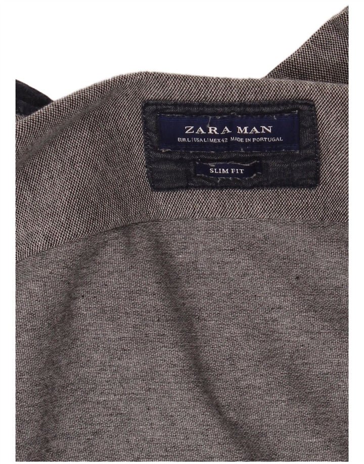 Męska koszula slim fit z krótkim rękawem Zara, duża, szara