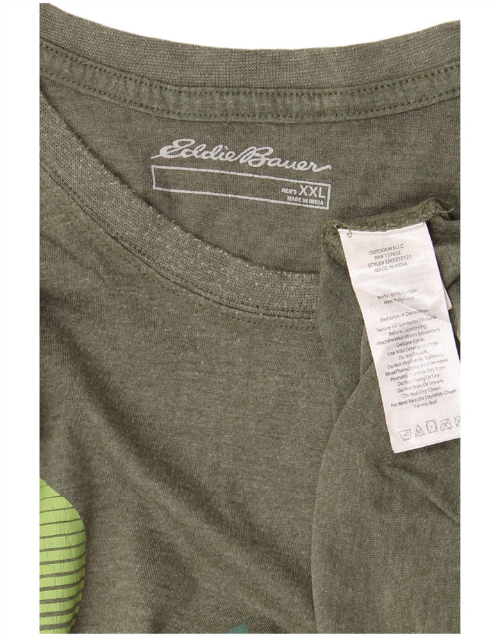 Męski T-shirt z grafiką Eddie Bauer, bawełniany khaki, 2XL
