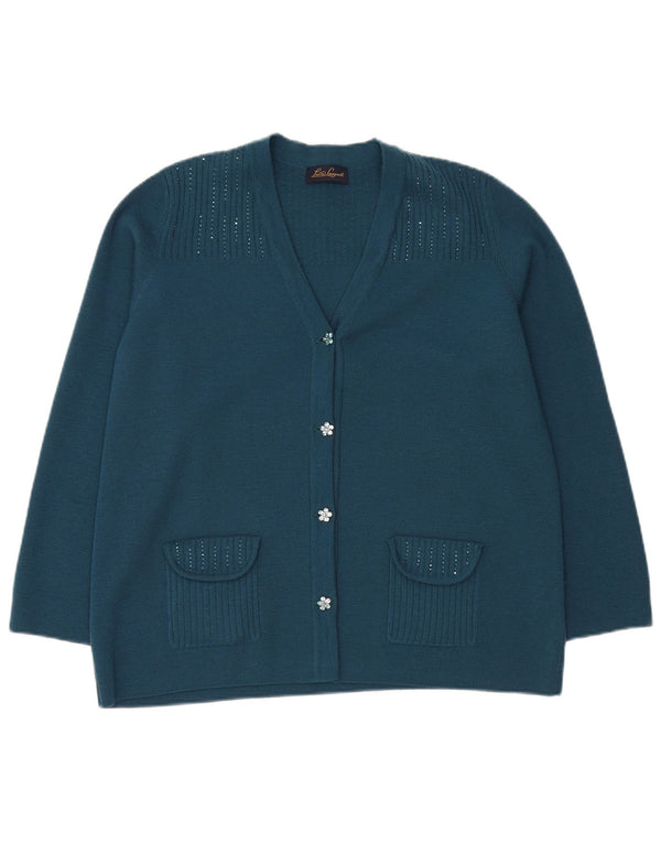 Luisa Spagnoli Damski sweter kardigan UK 18 XL Niebieska wełna