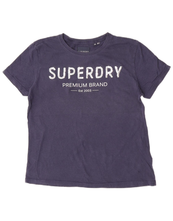 Damski T-shirt z grafiką Superdry Top UK 12, średni granatowy, bawełniany